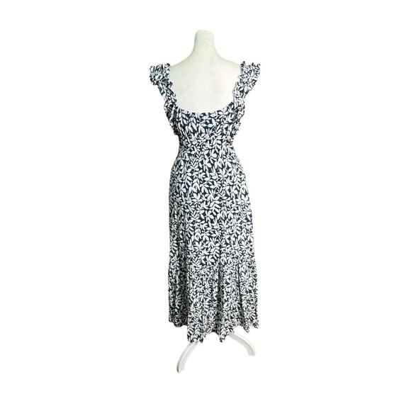 Y2K A&F Floral Midi Dress Smocked Ruffle Blue Boho Romantic Cottagecore Sz SP - Picture 5 of 11